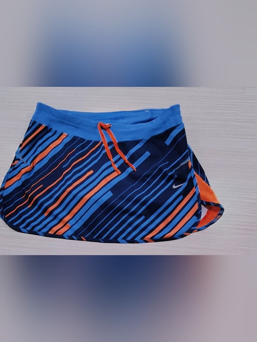 Nike Dri-Fit Bold Diagonal Stripe Running Training Skort: Blues Orange Women's S